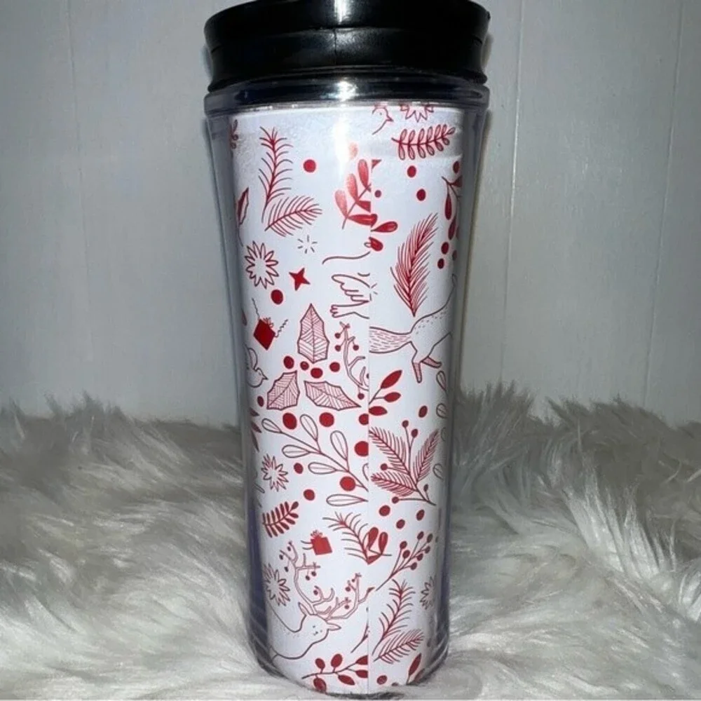 NWOT Starbucks 2019 Winter Holiday Theme Deer Fox Dove 16oz Travel Insulted Cup